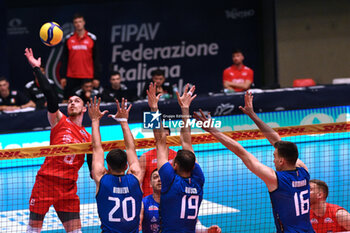 2024-05-12 - Game images of the match between the Italian national team and the Serbian national team in the Italvolley Testmatch Tournament 2024 at the “Arpad Weisz” sports hall Cavalese (TN) - 12 May 2024 - ITALY VS SERBIA - FRIENDLY MATCH - VOLLEYBALL