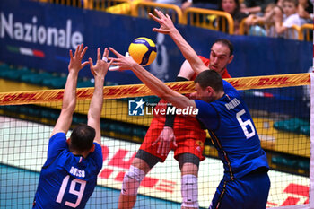 2024-05-12 - Game images of the match between the Italian national team and the Serbian national team in the Italvolley Testmatch Tournament 2024 at the “Arpad Weisz” sports hall Cavalese (TN) - 12 May 2024 - ITALY VS SERBIA - FRIENDLY MATCH - VOLLEYBALL