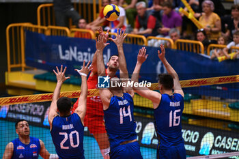 2024-05-12 - Game images of the match between the Italian national team and the Serbian national team in the Italvolley Testmatch Tournament 2024 at the “Arpad Weisz” sports hall Cavalese (TN) - 12 May 2024 - ITALY VS SERBIA - FRIENDLY MATCH - VOLLEYBALL