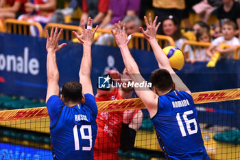 2024-05-12 - Game images of the match between the Italian national team and the Serbian national team in the Italvolley Testmatch Tournament 2024 at the “Arpad Weisz” sports hall Cavalese (TN) - 12 May 2024 - ITALY VS SERBIA - FRIENDLY MATCH - VOLLEYBALL