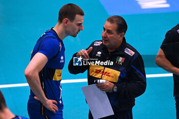 2024-05-12 - Game images of the match between the Italian national team and the Serbian national team in the Italvolley Testmatch Tournament 2024 at the “Arpad Weisz” sports hall Cavalese (TN) - 12 May 2024 - ITALY VS SERBIA - FRIENDLY MATCH - VOLLEYBALL