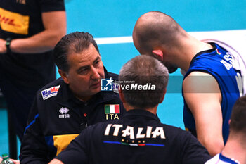 2024-05-12 - Game images of the match between the Italian national team and the Serbian national team in the Italvolley Testmatch Tournament 2024 at the “Arpad Weisz” sports hall Cavalese (TN) - 12 May 2024 - ITALY VS SERBIA - FRIENDLY MATCH - VOLLEYBALL