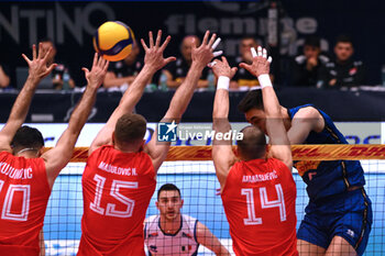 2024-05-12 - Game images of the match between the Italian national team and the Serbian national team in the Italvolley Testmatch Tournament 2024 at the “Arpad Weisz” sports hall Cavalese (TN) - 12 May 2024 - ITALY VS SERBIA - FRIENDLY MATCH - VOLLEYBALL