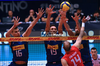 2024-05-12 - Game images of the match between the Italian national team and the Serbian national team in the Italvolley Testmatch Tournament 2024 at the “Arpad Weisz” sports hall Cavalese (TN) - 12 May 2024 - ITALY VS SERBIA - FRIENDLY MATCH - VOLLEYBALL