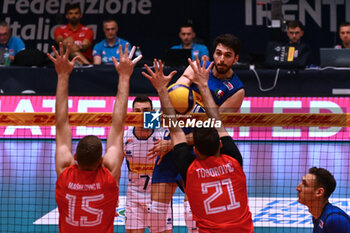 2024-05-12 - Game images of the match between the Italian national team and the Serbian national team in the Italvolley Testmatch Tournament 2024 at the “Arpad Weisz” sports hall Cavalese (TN) - 12 May 2024 - ITALY VS SERBIA - FRIENDLY MATCH - VOLLEYBALL