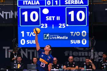 2024-05-12 - Game images of the match between the Italian national team and the Serbian national team in the Italvolley Testmatch Tournament 2024 at the “Arpad Weisz” sports hall Cavalese (TN) - 12 May 2024 - ITALY VS SERBIA - FRIENDLY MATCH - VOLLEYBALL