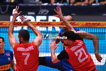 2024-05-12 - Game images of the match between the Italian national team and the Serbian national team in the Italvolley Testmatch Tournament 2024 at the “Arpad Weisz” sports hall Cavalese (TN) - 12 May 2024 - ITALY VS SERBIA - FRIENDLY MATCH - VOLLEYBALL