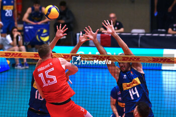 2024-05-12 - Game images of the match between the Italian national team and the Serbian national team in the Italvolley Testmatch Tournament 2024 at the “Arpad Weisz” sports hall Cavalese (TN) - 12 May 2024 - ITALY VS SERBIA - FRIENDLY MATCH - VOLLEYBALL