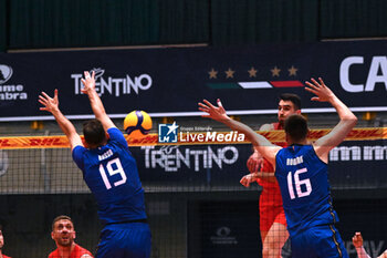 2024-05-12 - Game images of the match between the Italian national team and the Serbian national team in the Italvolley Testmatch Tournament 2024 at the “Arpad Weisz” sports hall Cavalese (TN) - 12 May 2024 - ITALY VS SERBIA - FRIENDLY MATCH - VOLLEYBALL