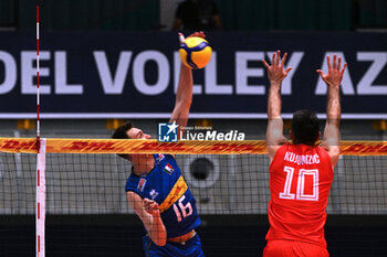 2024-05-12 - Game images of the match between the Italian national team and the Serbian national team in the Italvolley Testmatch Tournament 2024 at the “Arpad Weisz” sports hall Cavalese (TN) - 12 May 2024 - ITALY VS SERBIA - FRIENDLY MATCH - VOLLEYBALL