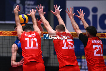 2024-05-12 - Game images of the match between the Italian national team and the Serbian national team in the Italvolley Testmatch Tournament 2024 at the “Arpad Weisz” sports hall Cavalese (TN) - 12 May 2024 - ITALY VS SERBIA - FRIENDLY MATCH - VOLLEYBALL