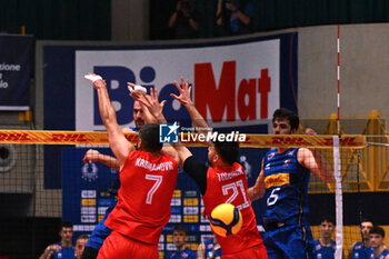 2024-05-12 - Game images of the match between the Italian national team and the Serbian national team in the Italvolley Testmatch Tournament 2024 at the “Arpad Weisz” sports hall Cavalese (TN) - 12 May 2024 - ITALY VS SERBIA - FRIENDLY MATCH - VOLLEYBALL