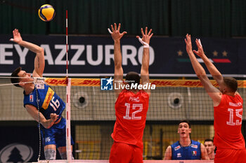 2024-05-12 - Game images of the match between the Italian national team and the Serbian national team in the Italvolley Testmatch Tournament 2024 at the “Arpad Weisz” sports hall Cavalese (TN) - 12 May 2024 - ITALY VS SERBIA - FRIENDLY MATCH - VOLLEYBALL