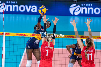 2024-07-09 - Paola Egonu (Italy) attack - WOMEN'S TEST MATCH - ITALY VS SERBIA - FRIENDLY MATCH - VOLLEYBALL