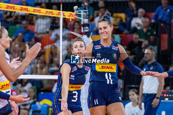 2024-07-09 - Anna Danesi (Italy) and Carlotta Cambi (Italy) - WOMEN'S TEST MATCH - ITALY VS SERBIA - FRIENDLY MATCH - VOLLEYBALL