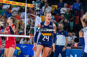 2024-07-09 - Ekaterina Antropova (Italy) exultation - WOMEN'S TEST MATCH - ITALY VS SERBIA - FRIENDLY MATCH - VOLLEYBALL