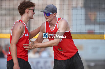 2024-06-23 - Maximilian Just (GER) and Robin Sowa (GER) celebration - WORLD BEACH PRO TOUR - BEACH VOLLEY - VOLLEYBALL