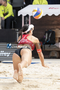 2024-07-07 - Gstaad Switzerland, 07/07/2024: Anastasija Samoilova (LAT) in action during semi final of Swatch Beach Pro Gstaad 2024, Roy Emerson Arena in Gstaad. - SWATCH BEACH VOLLEY - BEACH VOLLEY - VOLLEYBALL