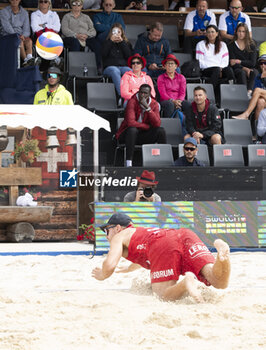 2024-07-07 - Gstaad Switzerland, 07/07/2024: Christian Sandlie Sorum (NOR) in action during final for third place of Swatch Beach Pro Gstaad 2024, Roy Emerson Arena in Gstaad. - SWATCH BEACH VOLLEY - BEACH VOLLEY - VOLLEYBALL