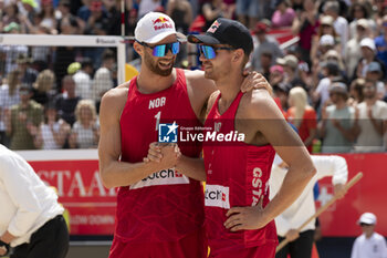 2024-07-07 - Gstaad Switzerland, 07/07/2024: Anders Berntsen Mol (NOR) and Christian Sandlie Sorum (NOR) win final for third place of Swatch Beach Pro Gstaad 2024, Roy Emerson Arena in Gstaad. - SWATCH BEACH VOLLEY - BEACH VOLLEY - VOLLEYBALL