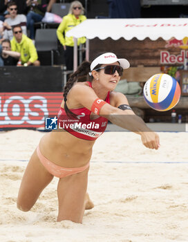 2024-07-07 - Gstaad Switzerland, 07/07/2024: Anastasija Samoilova (LAT) in action during women third place final of Swatch Beach Pro Gstaad 2024, Roy Emerson Arena in Gstaad. - SWATCH BEACH VOLLEY - BEACH VOLLEY - VOLLEYBALL