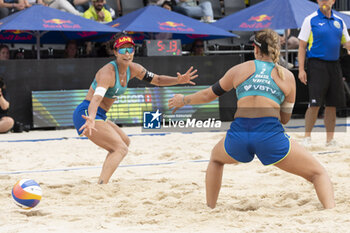 2024-07-07 - Gstaad Switzerland, 07/07/2024: Agatha Bednarczuk (BRA) and Rebecca Cavalcante Barbosa Silva (BRA) in action during women third place final of Swatch Beach Pro Gstaad 2024, Roy Emerson Arena in Gstaad. - SWATCH BEACH VOLLEY - BEACH VOLLEY - VOLLEYBALL