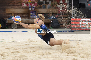 2024-07-07 - Gstaad Switzerland, 07/07/2024: David Ahman (SWE) in action during men final of Swatch Beach Pro Gstaad 2024, Roy Emerson Arena in Gstaad. - SWATCH BEACH VOLLEY - BEACH VOLLEY - VOLLEYBALL