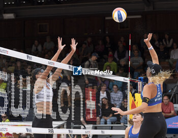 2024-07-07 - Gstaad Switzerland, 07/07/2024: Taryn Kloth (USA) in action during women final of Swatch Beach Pro Gstaad 2024, Roy Emerson Arena in Gstaad. - SWATCH BEACH VOLLEY - BEACH VOLLEY - VOLLEYBALL