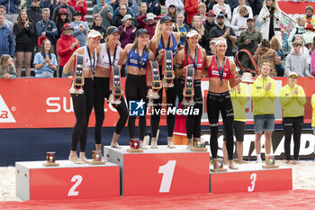 2024-07-07 - Gstaad Switzerland, 07/07/2024: podium ceremony during Swatch Beach Pro Gstaad 2024, Roy Emerson Arena in Gstaad. - SWATCH BEACH VOLLEY - BEACH VOLLEY - VOLLEYBALL