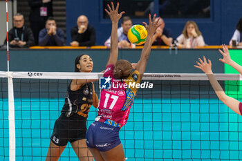 2024-01-16 - Monster block of Myriam Sylla (Allianz VV Milano) during CEV Champions League Women 2024 match between Allianz VV Milano and VakifBank Istanbul at Allianz Cloud, Milan, Italy on January 16, 2024 - ALLIANZ VV MILANO VS VAKIFBANK ISTANBUL - CHAMPIONS LEAGUE WOMEN - VOLLEYBALL
