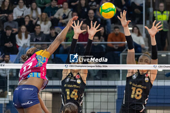 2024-01-16 - Spike of Myriam Sylla (Allianz VV Milano) during CEV Champions League Women 2024 match between Allianz VV Milano and VakifBank Istanbul at Allianz Cloud, Milan, Italy on January 16, 2024 - ALLIANZ VV MILANO VS VAKIFBANK ISTANBUL - CHAMPIONS LEAGUE WOMEN - VOLLEYBALL