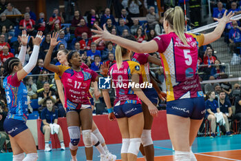 2024-01-16 - Exultation of Players of Vero Volley Milano during CEV Champions League Women 2024 match between Allianz VV Milano and VakifBank Istanbul at Allianz Cloud, Milan, Italy on January 16, 2024 - ALLIANZ VV MILANO VS VAKIFBANK ISTANBUL - CHAMPIONS LEAGUE WOMEN - VOLLEYBALL