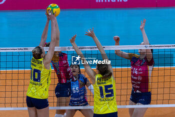 2024-03-12 - Arina Fedorovtseva (Fenerbahce Opet Istanbul) and Alessia Orro (Allianz VV Milano) during SemiFinals of the Champions League Women between Allianz VeroVolley Milano and Fenerbahce Opet Istanbul at Allianz Cloud, Milano, Italy on March 12, 2024 - ALLIANZ VERO VOLLEY MILANO VS FENERBAHCE OPEN ISTANBUL - CHAMPIONS LEAGUE WOMEN - VOLLEYBALL