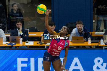 2024-03-12 - Paola Egonu (Allianz VV Milano) at service during SemiFinals of the Champions League Women between Allianz VeroVolley Milano and Fenerbahce Opet Istanbul at Allianz Cloud, Milano, Italy on March 12, 2024 - ALLIANZ VERO VOLLEY MILANO VS FENERBAHCE OPEN ISTANBUL - CHAMPIONS LEAGUE WOMEN - VOLLEYBALL