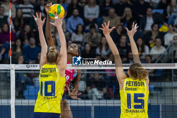 2024-03-12 - Spike of Paola Egonu (Allianz VV Milano) during SemiFinals of the Champions League Women between Allianz VeroVolley Milano and Fenerbahce Opet Istanbul at Allianz Cloud, Milano, Italy on March 12, 2024 - ALLIANZ VERO VOLLEY MILANO VS FENERBAHCE OPEN ISTANBUL - CHAMPIONS LEAGUE WOMEN - VOLLEYBALL
