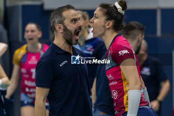 2024-03-12 - Exultation of Head coach Marco Gaspari (Allianz VV Milano) and Helena Cazaute (Allianz VV Milano) during SemiFinals of the Champions League Women between Allianz VeroVolley Milano and Fenerbahce Opet Istanbul at Allianz Cloud, Milano, Italy on March 12, 2024 - ALLIANZ VERO VOLLEY MILANO VS FENERBAHCE OPEN ISTANBUL - CHAMPIONS LEAGUE WOMEN - VOLLEYBALL