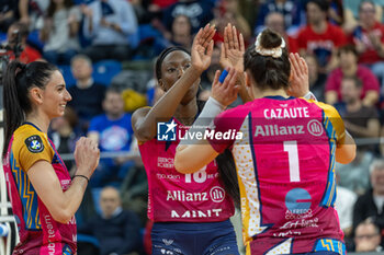 2024-03-12 - Happiness of Raphaela Folie (Allianz VV Milano) and teammates during SemiFinals of the Champions League Women between Allianz VeroVolley Milano and Fenerbahce Opet Istanbul at Allianz Cloud, Milano, Italy on March 12, 2024 - ALLIANZ VERO VOLLEY MILANO VS FENERBAHCE OPEN ISTANBUL - CHAMPIONS LEAGUE WOMEN - VOLLEYBALL