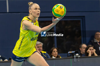 2024-03-12 - Arina Fedorovtseva (Fenerbahce Opet Istanbul) at service during SemiFinals of the Champions League Women between Allianz VeroVolley Milano and Fenerbahce Opet Istanbul at Allianz Cloud, Milano, Italy on March 12, 2024 - ALLIANZ VERO VOLLEY MILANO VS FENERBAHCE OPEN ISTANBUL - CHAMPIONS LEAGUE WOMEN - VOLLEYBALL