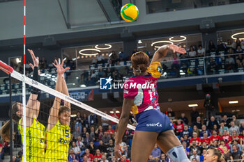 2024-03-12 - Attack of Myriam Sylla (Allianz VV Milano) during SemiFinals of the Champions League Women between Allianz VeroVolley Milano and Fenerbahce Opet Istanbul at Allianz Cloud, Milano, Italy on March 12, 2024 - ALLIANZ VERO VOLLEY MILANO VS FENERBAHCE OPEN ISTANBUL - CHAMPIONS LEAGUE WOMEN - VOLLEYBALL