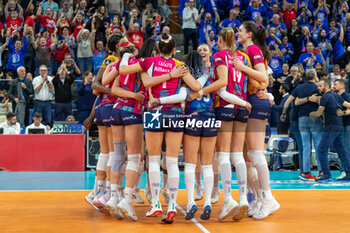 2024-03-12 - Exultation of Players of Vero Volley Milano after scoring a match point during SemiFinals of the Champions League Women between Allianz VeroVolley Milano and Fenerbahce Opet Istanbul at Allianz Cloud, Milano, Italy on March 12, 2024 - ALLIANZ VERO VOLLEY MILANO VS FENERBAHCE OPEN ISTANBUL - CHAMPIONS LEAGUE WOMEN - VOLLEYBALL