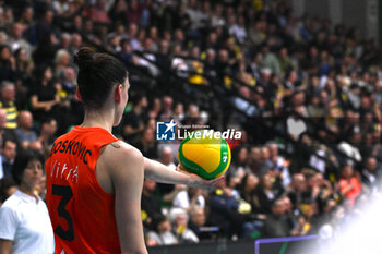 2024-03-14 - Tijana Boskovic at serve ( Eczacibasi Dynavit Istanbul ) during Volleyball Champions League Women game between A. Carraro Imoco Conegliano and Eczacibasi Dynavit Istanbul at Palaverde in Villorba, Italy on  March 14, 2024 - A. CARRARO IMOCO CONEGLIANO VS ECZACIBASI DYNAVIT ISTANBUL - CHAMPIONS LEAGUE WOMEN - VOLLEYBALL