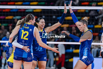 06/11/2024 - Ana Carolina da Silva (Savino Del Bene Scandicci) and Camilla Mingardi (Savino Del Bene Scandicci) exultation - SAVINO DEL BENE SCANDICCI VS CSO VOLUNTARI 2005 - CHAMPIONS LEAGUE WOMEN - VOLLEY