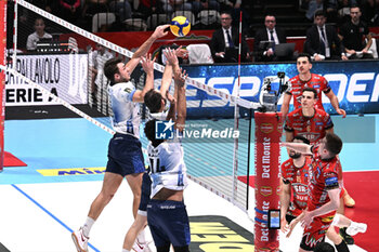 2024-01-28 - Spike of Semeniuk Kamil ( Sir Susa Vim Perugia ) with block of Loeppky Eric ( Mint Vero Volley Monza ) - SIR SUSA VIM PERUGIA VS MINT VERO VOLLEY MONZA - ITALIAN CUP - VOLLEYBALL