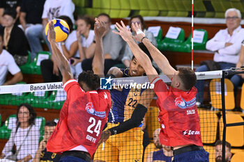 15/09/2024 - Actions of the game and players' images during the match between Gas Sales Bluenergy Piacenza and Valsa Group Modena at PalaGeorge, Montichiari (BS)  15 September 2024, in the Trofeo Astori - TROFEO ASTORI MONTECHIARI - FINALE 3° POSTO - GAS SALES BLUENERGY PIACENZA VS VALSA GROUP MODENA - EVENTI - VOLLEY