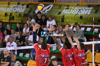 15/09/2024 - Actions of the game and players' images during the match between Gas Sales Bluenergy Piacenza and Valsa Group Modena at PalaGeorge, Montichiari (BS)  15 September 2024, in the Trofeo Astori - TROFEO ASTORI MONTECHIARI - FINALE 3° POSTO - GAS SALES BLUENERGY PIACENZA VS VALSA GROUP MODENA - EVENTI - VOLLEY