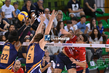 15/09/2024 - Actions of the game and players' images during the match between Gas Sales Bluenergy Piacenza and Valsa Group Modena at PalaGeorge, Montichiari (BS)  15 September 2024, in the Trofeo Astori - TROFEO ASTORI MONTECHIARI - FINALE 3° POSTO - GAS SALES BLUENERGY PIACENZA VS VALSA GROUP MODENA - EVENTI - VOLLEY