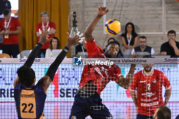 15/09/2024 - Actions of the game and players' images during the match between Gas Sales Bluenergy Piacenza and Valsa Group Modena at PalaGeorge, Montichiari (BS)  15 September 2024, in the Trofeo Astori - TROFEO ASTORI MONTECHIARI - FINALE 3° POSTO - GAS SALES BLUENERGY PIACENZA VS VALSA GROUP MODENA - EVENTI - VOLLEY