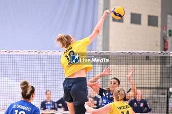 2024-09-20 - Spike of Sarah Fahr ( Imoco Conegliano ) during the match between Prosecco Doc Imoco Conegliano – Igor Gorgonzola Novara match at Courmayeur Sport Center - 20th September 2024, during the Courmayeur Cup 24 - COURMAYEUR CUP - PROSECCO DOC IMOCO CONEGLIANO VS IGOR GORGONZOLA NOVARA - EVENTS - VOLLEYBALL