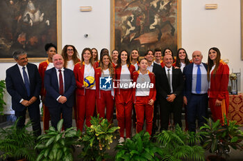 2024-09-16 - Roma Volley Team during the press conference to present the WEVZA Cup 2024, 16 September 2024 at the Sala della Protomoteca, Piazza del Campidoglio, Rome, Italy. - WEVZA CUP WOMEN - PRESS CONFERENCE - EVENTS - VOLLEYBALL