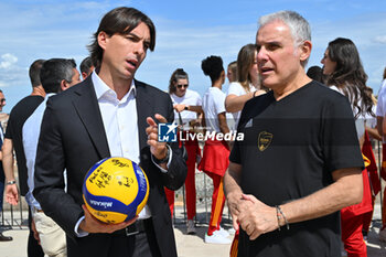 2024-09-16 - Alessandro Onorato and Giuseppe Cuccarini during the press conference to present the WEVZA Cup 2024, 16 September 2024 at the Sala della Protomoteca, Piazza del Campidoglio, Rome, Italy. - WEVZA CUP WOMEN - PRESS CONFERENCE - EVENTS - VOLLEYBALL